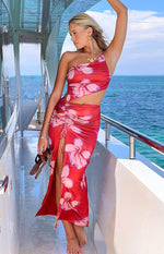 Jaden Red Crimson Paradise Maxi Dress Image