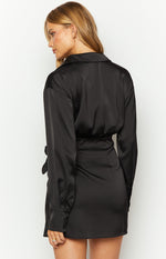 Jane Black Long Sleeve Mini Wrap Dress Image