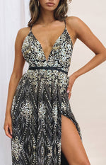 Jasmine Glitter Formal Dress Black Image