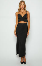 Jayde Black Lace Trim Maxi Skirt Image