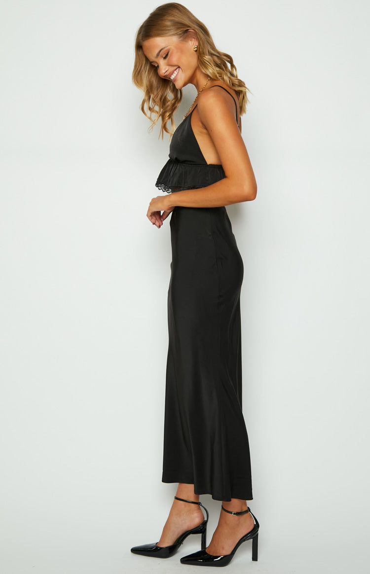 Jayde Black Lace Trim Maxi Skirt Image