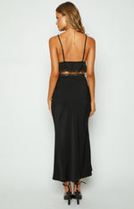 Jayde Black Lace Trim Maxi Skirt Image