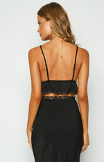 Jayde Black Lace Trim Crop Top Image