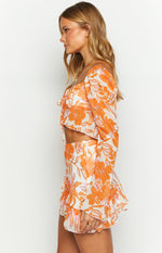 Jayella Orange Floral Long Sleeve Top Image