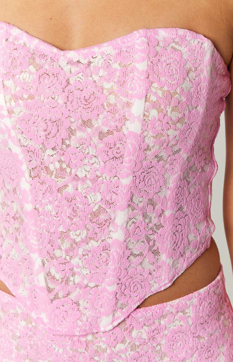 Jem Pink Lace Corset Top Image