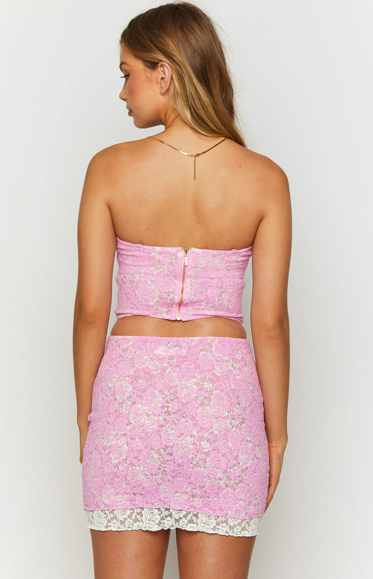 Jem Pink Lace Mini Skirt Image