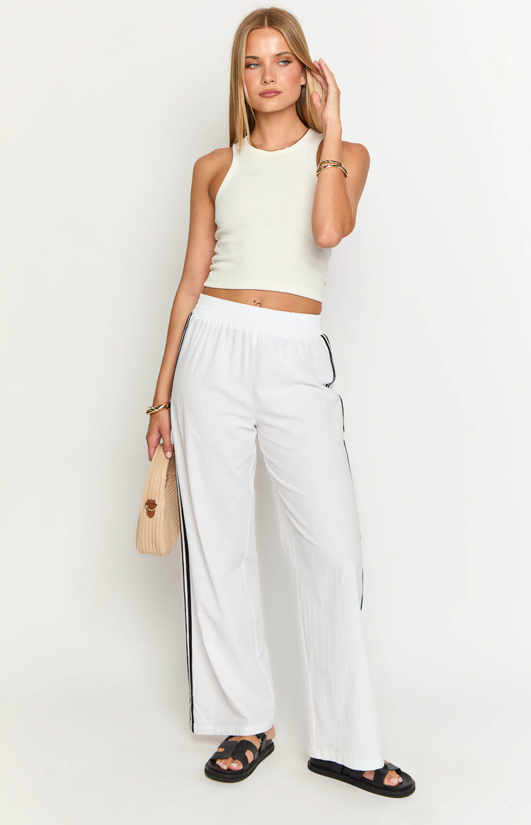 Jenner White Linen Blend Pants