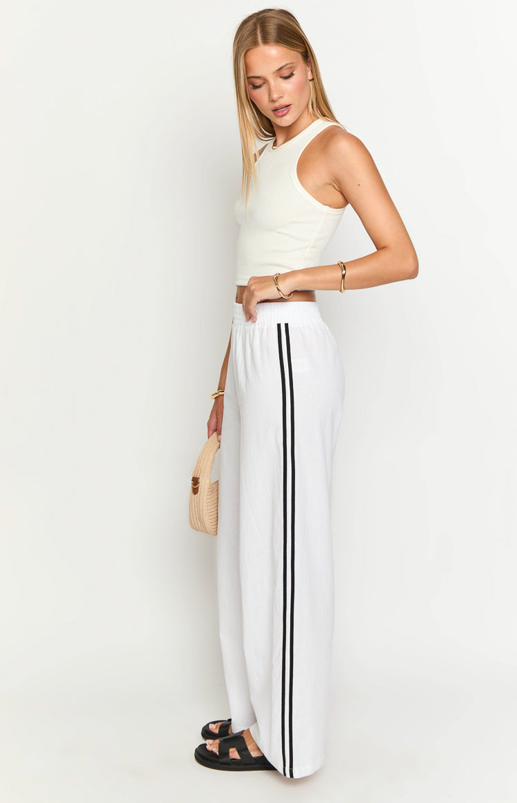 Jenner White Linen Blend Pants