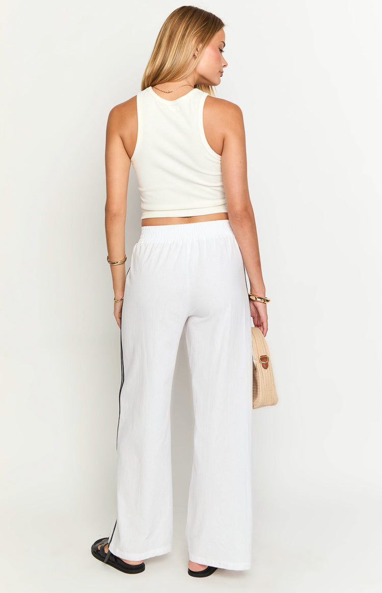 Jenner White Linen Blend Pants