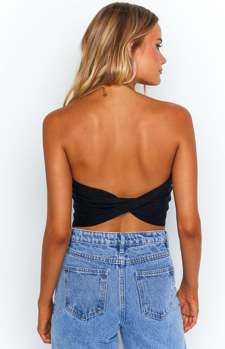 Jessica Black Twist Front Bandeau Top Image