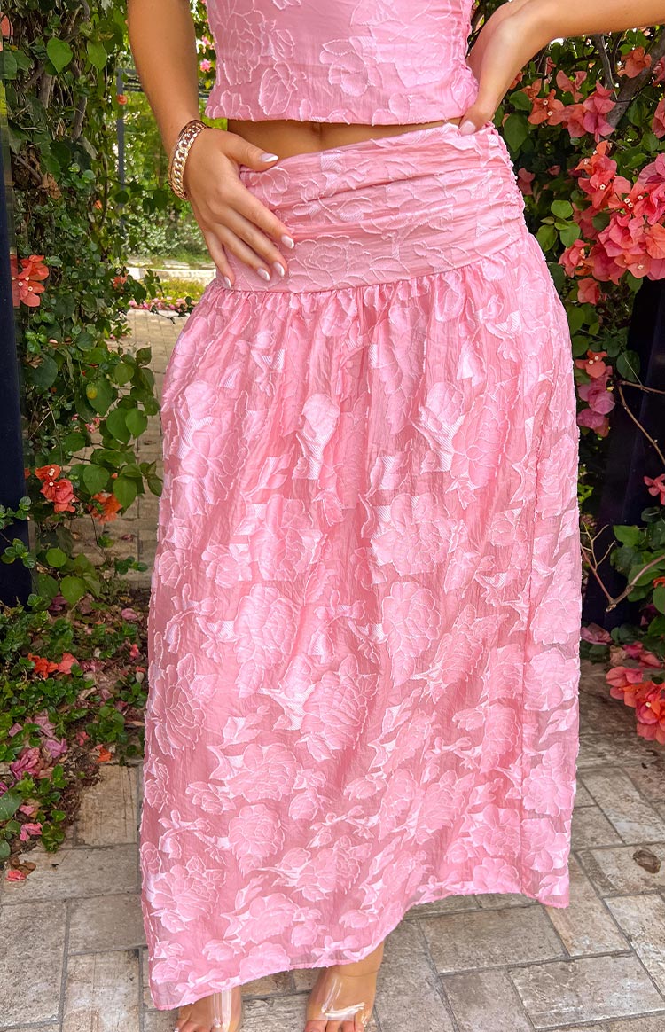 Jewel Pink Floral Maxi Skirt Image