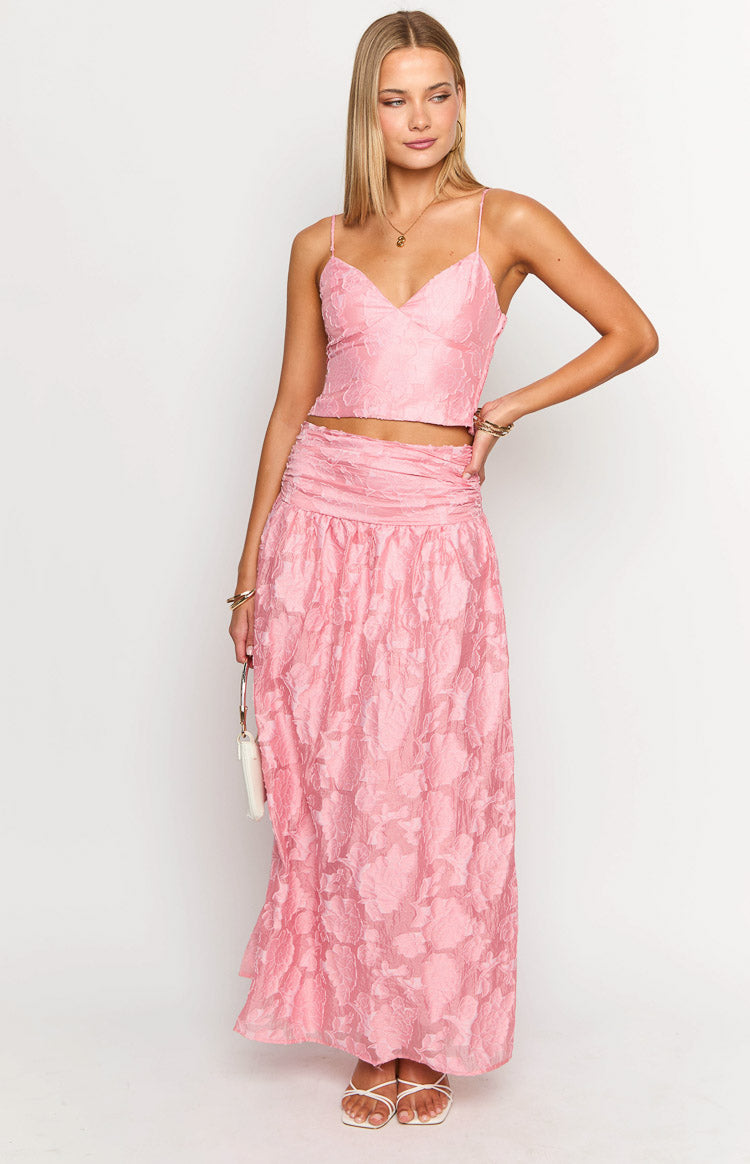 Jewel Pink Floral Maxi Skirt Image