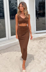 Jimmi Brown Knit Midi Skirt Image