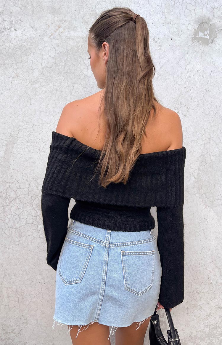 Joey Black Off Shoulder Sweater Image