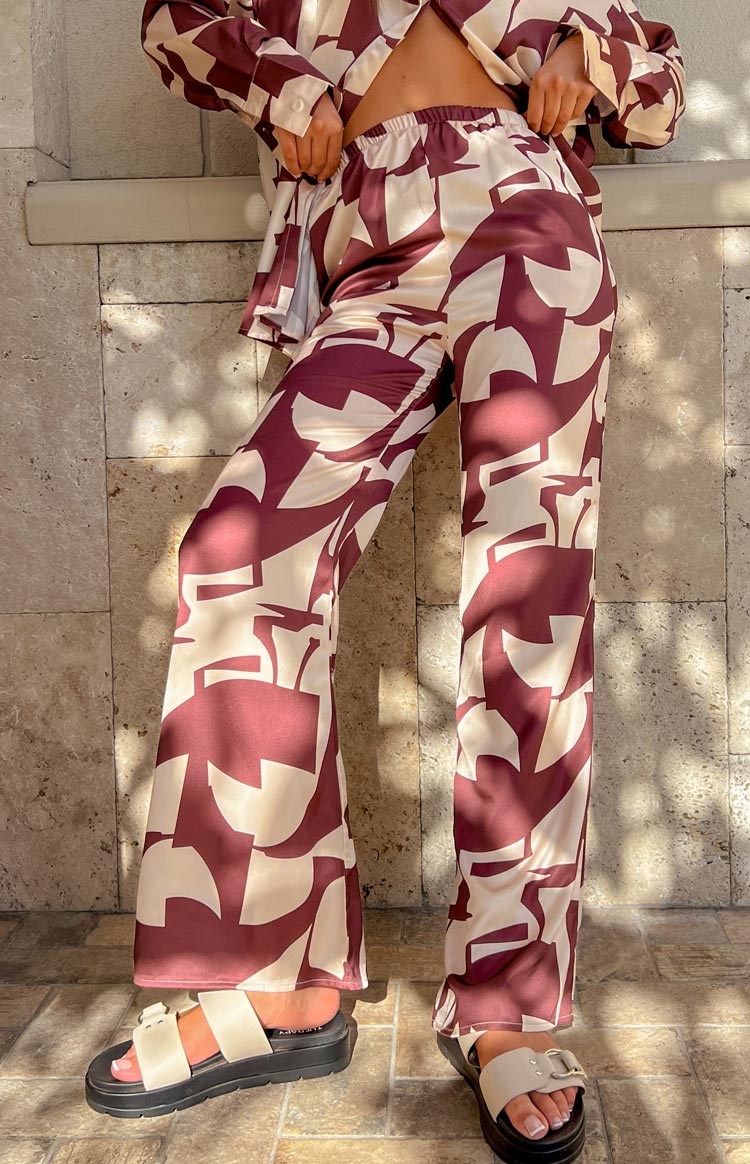 Journee Brown Print Pants Image