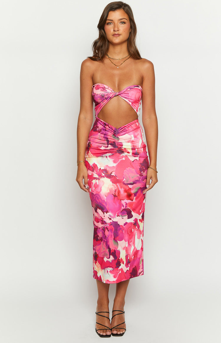 Juliete Pink Floral Midi Dress Image