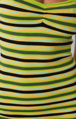 Juliette Striped Halter Dress Green Image