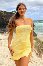 July Yellow Knit Mini Dress Image