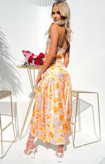 Juniper Orange Floral Maxi Skirt Image