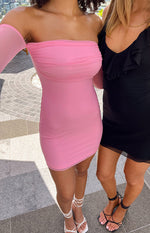 Kaliana Pink Off The Shoulder Mini Dress Image