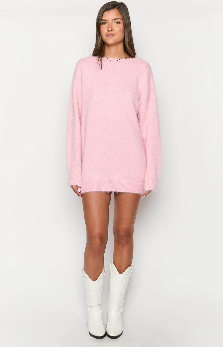 Kleine Pink Long Sleeve Knit Mini Dress Image