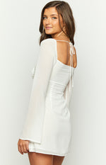 Kadence White Chiffon Long Sleeve Mini Dress Image