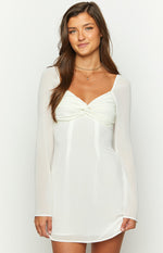 Kadence White Chiffon Long Sleeve Mini Dress Image