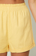 Kaley Yellow Linen Blend Shorts Image