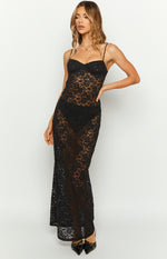 Kama Black Lace Maxi Dress Image