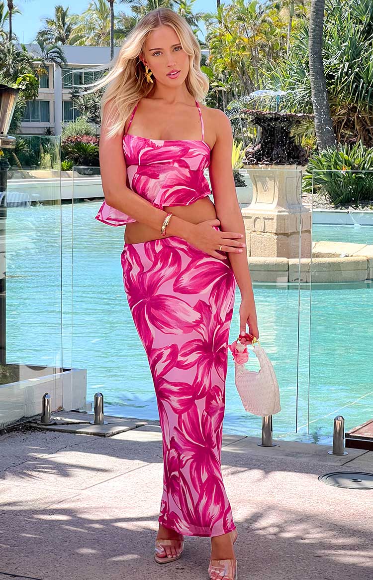 Karla Pink Floral Maxi Skirt Image