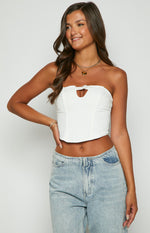 Karlee White Buckle Strapless Top Image