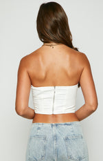 Karlee White Buckle Strapless Top Image