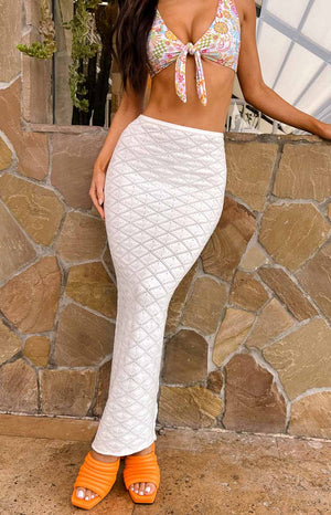 Kasey White Knit Maxi Skirt