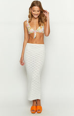 Kasey White Knit Maxi Skirt Image