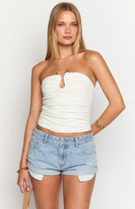 Kassy White Strapless Top Image