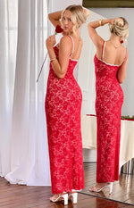 Kata Red Lace Maxi Dress Image