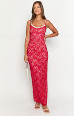 Kata Red Lace Maxi Dress Image