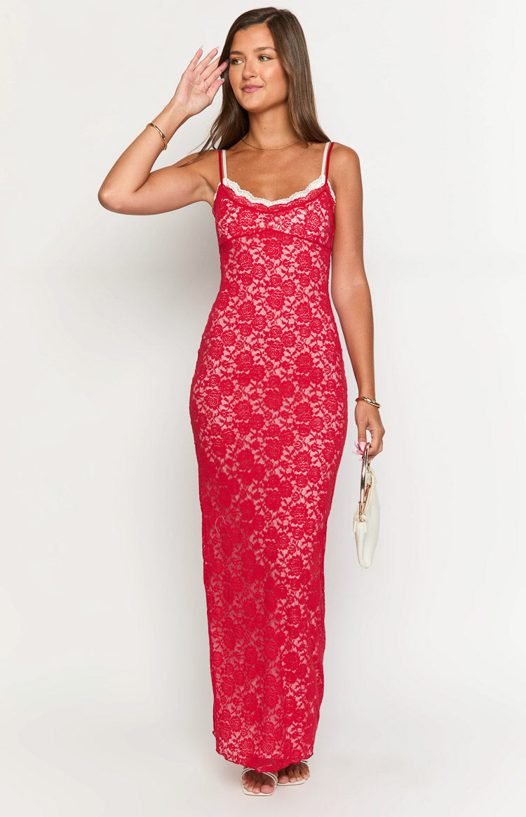 Kata Red Lace Maxi Dress Image