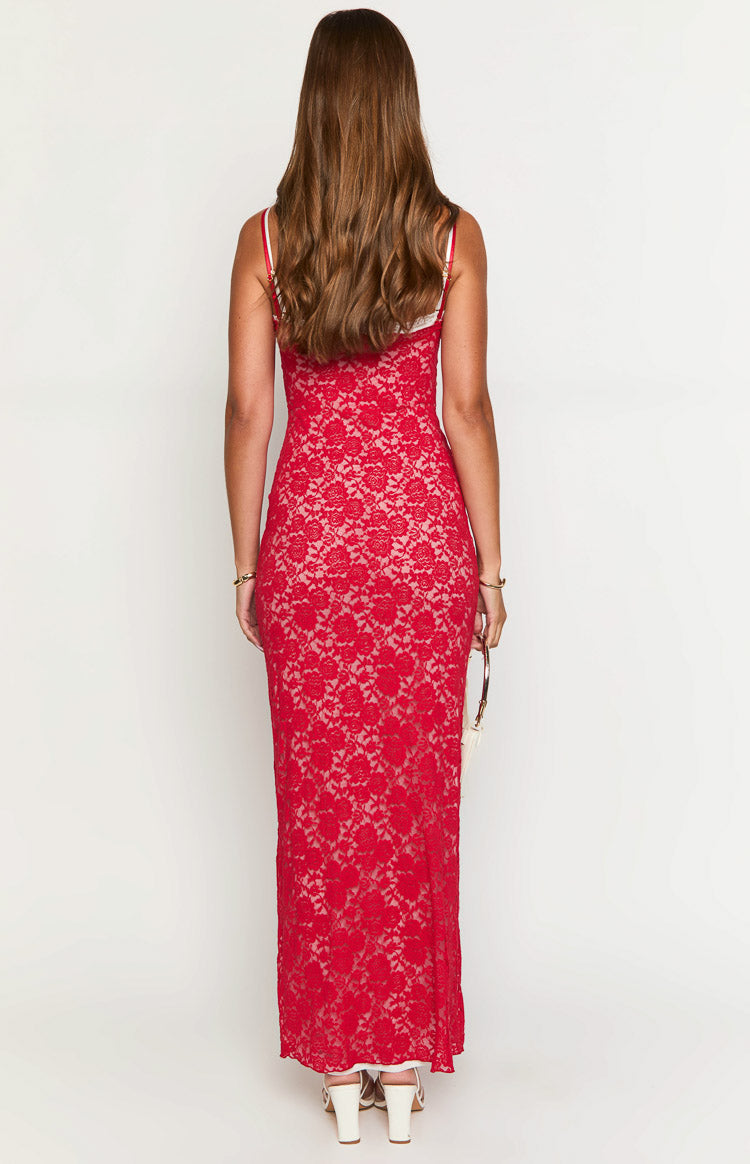 Kata Red Lace Maxi Dress Image