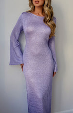 Kendrick Purple Sequin Knit Long Sleeve Maxi Dress Image