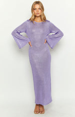 Kendrick Purple Sequin Knit Long Sleeve Maxi Dress Image