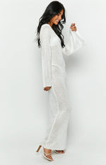 Kendrick White Sequin Knit Long Sleeve Maxi Dress Image