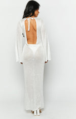 Kendrick White Sequin Knit Long Sleeve Maxi Dress Image