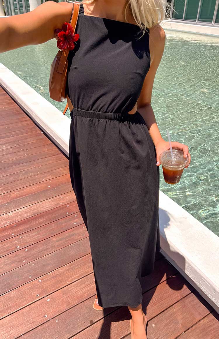 Kensie Black Backless Midi Dress Image