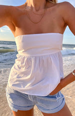 Klee White Strapless Tie Back Top Image