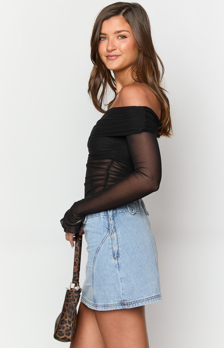 Kole Light Wash Denim Mini Skirt Image