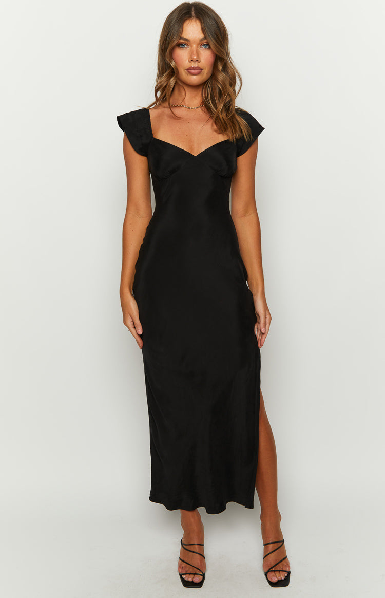 Kora Short Sleeve Black Maxi Dress Image