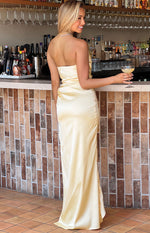 Kyla Yellow Satin Maxi Dress Image