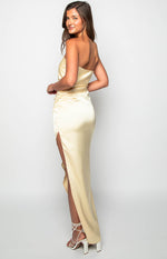 Kyla Yellow Satin Maxi Dress Image