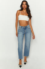 Kylen White Strapless Bandeau Crop Image